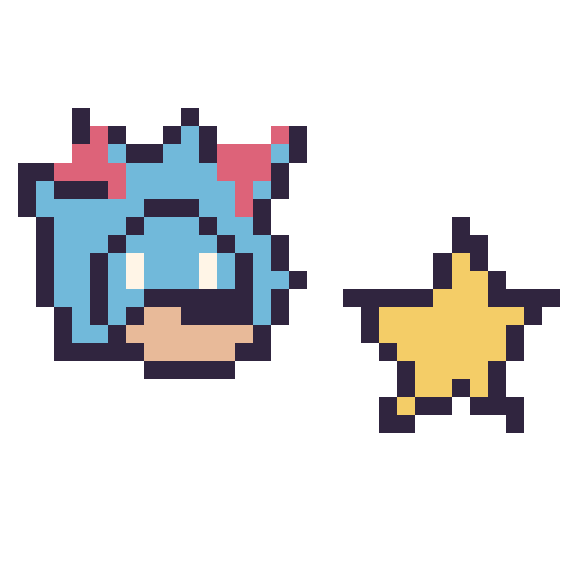 Modèle de pixel art Metal Sonic mini et Étoile simple 12 × 12 sur une grille de 32 par 32 cases