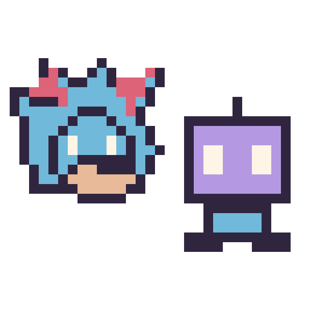 Modèle de pixel art Metal Sonic mini et Robot simple 16 × 16 sur une grille de 32 par 32 cases