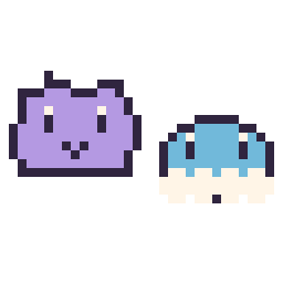 Pixel art Métamorph mini et Grenousse mini, grille 32 × 32