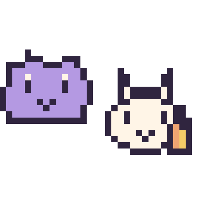 Modèle de pixel art Métamorph mini et Ponyta mini sur une grille de 32 par 32 cases