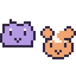 Pixel art Métamorph mini et Teddiursa mini, grille 32 × 32
