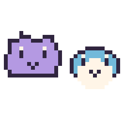 Pixel art Métamorph mini et Tiplouf mini, grille 32 × 32