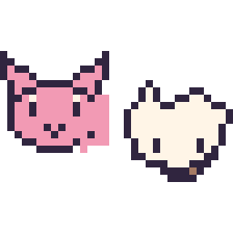 Pixel art Mew mini et Osselait mini, grille 32 × 32