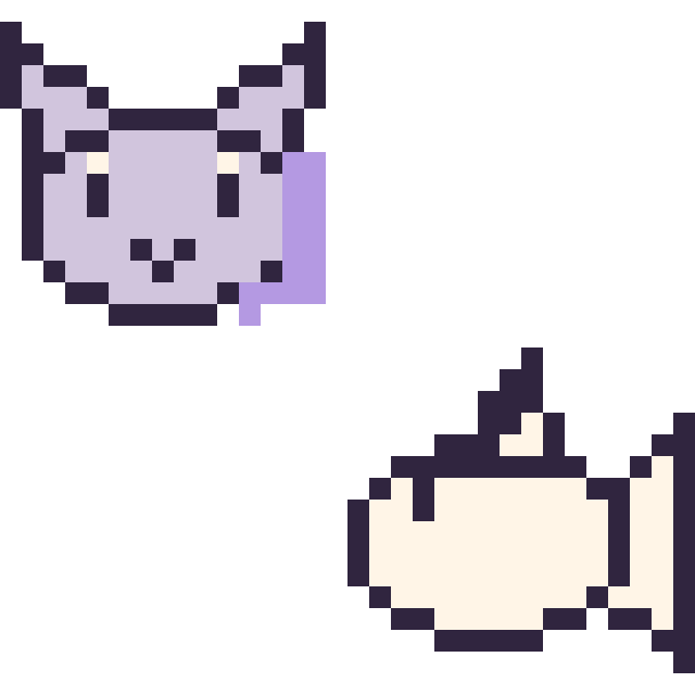 Modèle de pixel art Mewtwo mini et Poissirène mini sur une grille de 32 par 32 cases