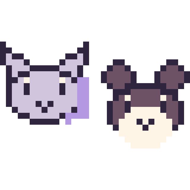 Modèle de pixel art Mewtwo mini et Ronflex mini sur une grille de 32 par 32 cases