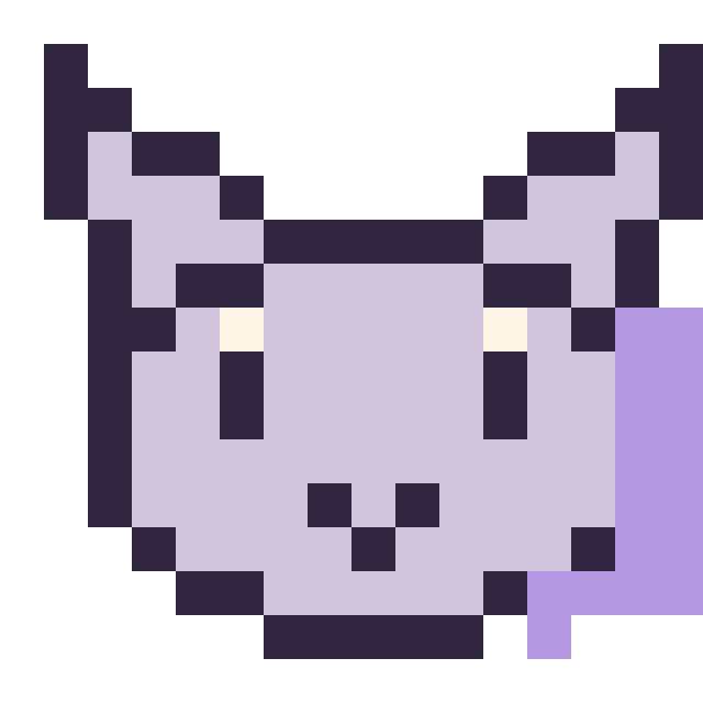 Modèle de pixel art Mewtwo mini 16 × 16 sur une grille de 16 par 16 cases