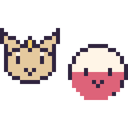 Pixel art Miaouss mini et Électrode mini, grille 32 × 32