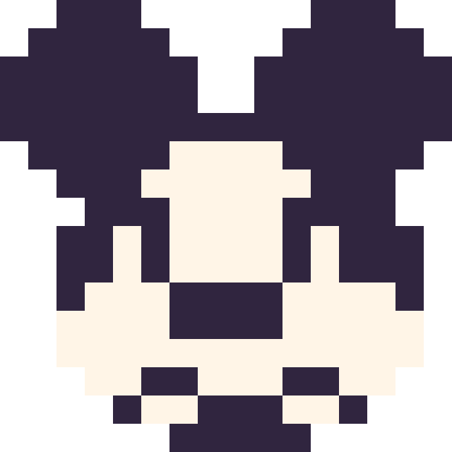 Modèle de pixel art Mickey mini 16 × 16 sur une grille de 16 par 16 cases