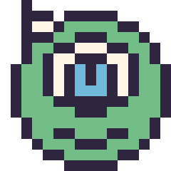 Pixel art Bob Razowski mini 16 × 16, grille 16 × 16