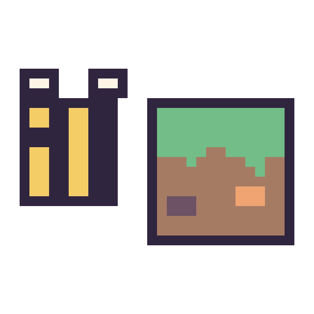 Modèle de pixel art Abeille Minecraft 16 × 16 et Bloc herbe Minecraft 16 × 16 sur une grille de 32 par 32 cases