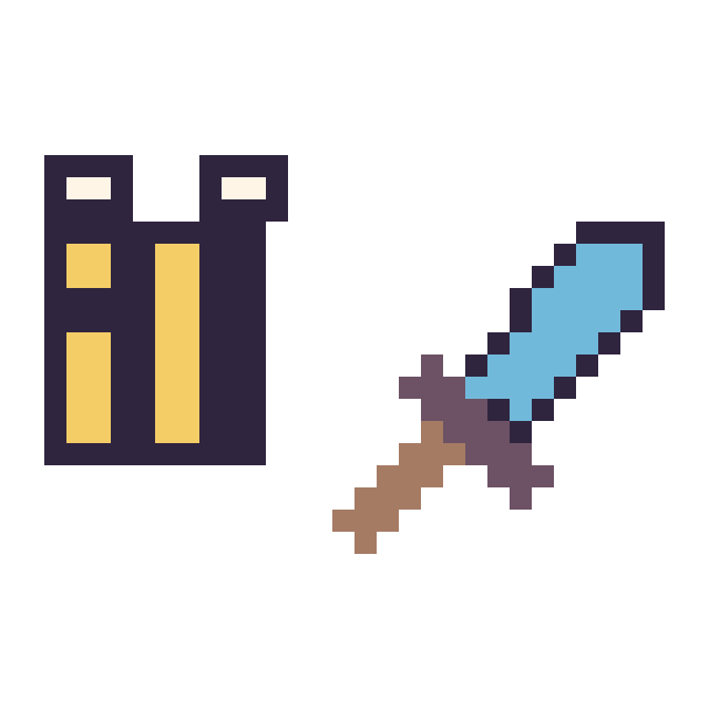 Modèle de pixel art Abeille Minecraft 16 × 16 et Epee diamant Minecraft 16 × 16 sur une grille de 32 par 32 cases
