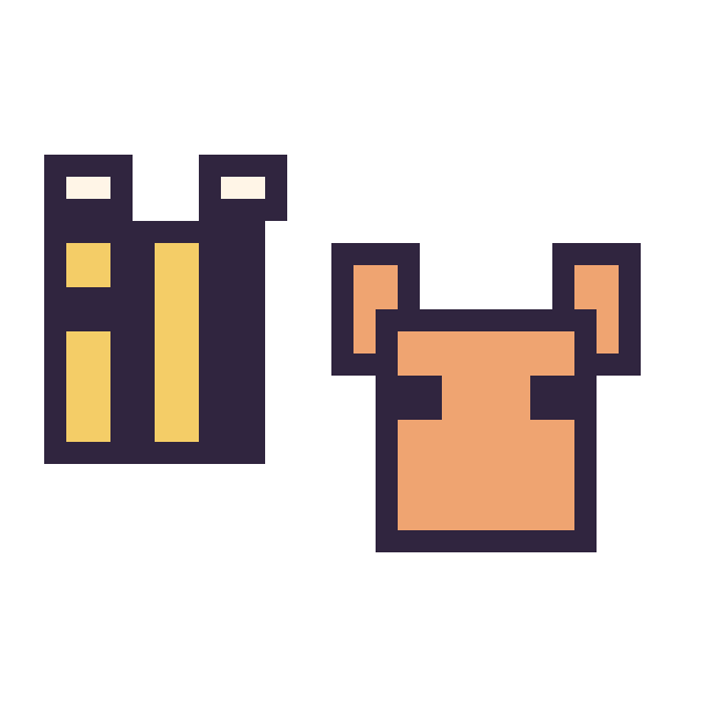 Modèle de pixel art Abeille Minecraft 16 × 16 et Renard Minecraft 16 × 16 sur une grille de 32 par 32 cases