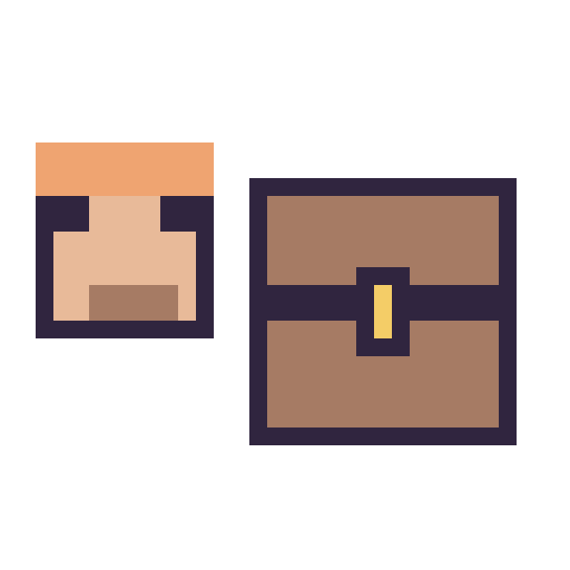 Modèle de pixel art Alex Minecraft 16 × 16 et Coffre Minecraft 16 × 16 sur une grille de 32 par 32 cases