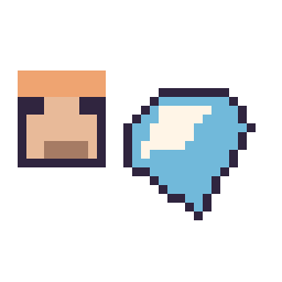 Pixel art Alex Minecraft 16 × 16 et Diamant Minecraft 16 × 16, grille 32 × 32