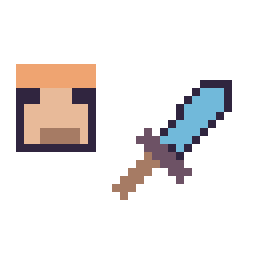Pixel art Alex Minecraft 16 × 16 et Epee diamant Minecraft 16 × 16, grille 32 × 32