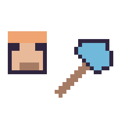 Pixel art Alex Minecraft 16 × 16 et Hache diamant Minecraft 16 × 16, grille 32 × 32