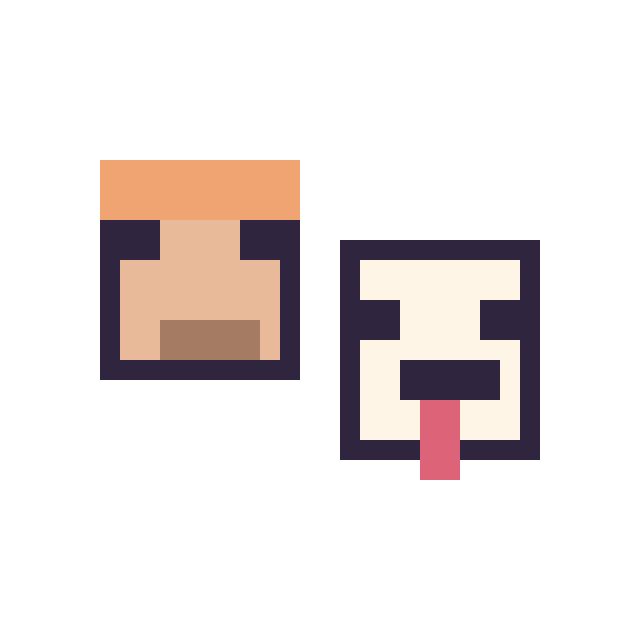 Modèle de pixel art Alex Minecraft 16 × 16 et Poule Minecraft 16 × 16 sur une grille de 32 par 32 cases