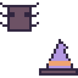 Pixel art Araignée Minecraft 16 × 16 et Chapeau de sorcière simple 16 × 16, grille 32 × 32