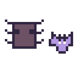 Pixel art Araignée Minecraft 16 × 16 et Chauve-souris simple 10 × 10, grille 32 × 32