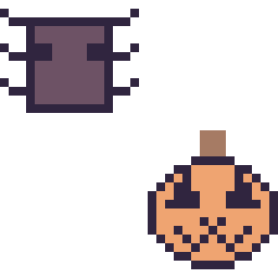 Pixel art Araignée Minecraft 16 × 16 et Citrouille d'Halloween kawaii 16 × 16, grille 32 × 32