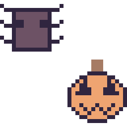 Pixel art Araignée Minecraft 16 × 16 et Citrouille d'Halloween simple 16 × 16, grille 32 × 32