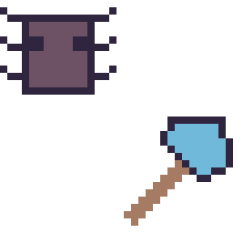 Pixel art Araignée Minecraft 16 × 16 et Hache diamant Minecraft 16 × 16, grille 32 × 32