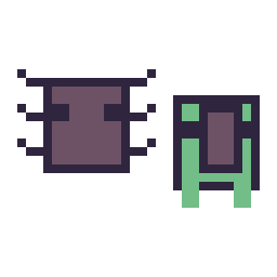 Pixel art Araignée Minecraft 16 × 16 et Tortue Minecraft 16 × 16, grille 32 × 32