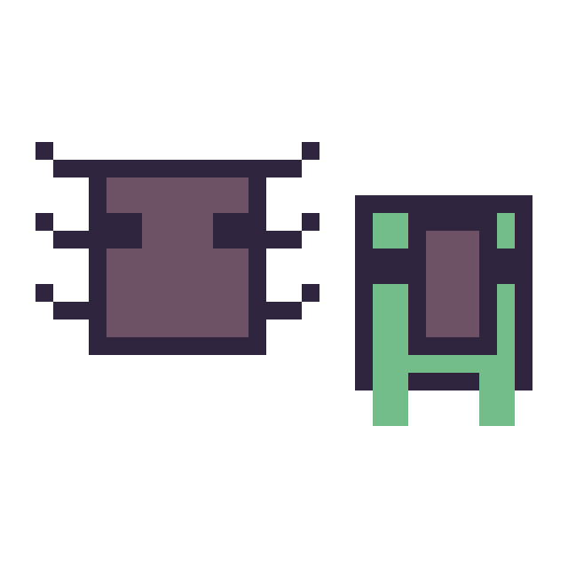 Modèle de pixel art Araignée Minecraft 16 × 16 et Tortue Minecraft 16 × 16 sur une grille de 32 par 32 cases