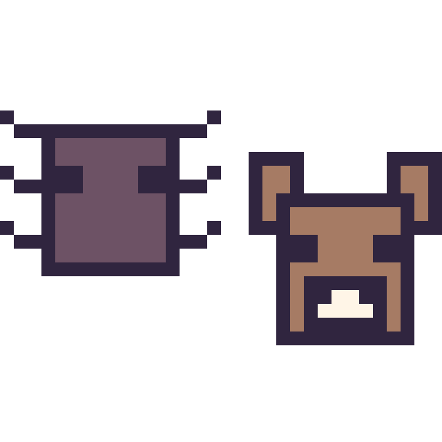 Modèle de pixel art Araignée Minecraft 16 × 16 et Vache Minecraft 16 × 16 sur une grille de 32 par 32 cases