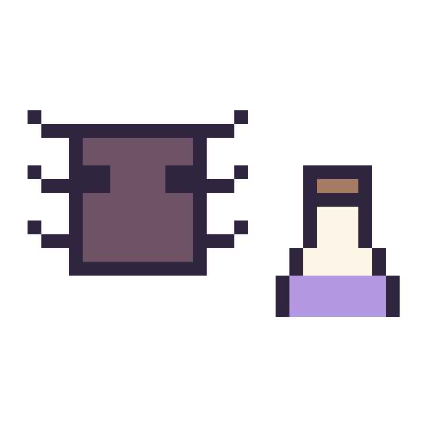 Modèle de pixel art Araignée Minecraft 16 × 16 et Potion simple 12 × 12 sur une grille de 32 par 32 cases