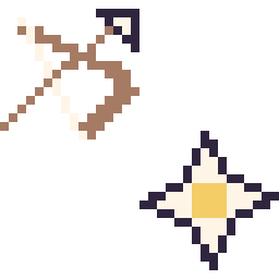 Pixel art Arc Minecraft 16 × 16 et Etoile nether Minecraft 16 × 16, grille 32 × 32