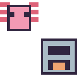 Pixel art Axolotl Minecraft 16 × 16 et Four Minecraft 16 × 16, grille 32 × 32