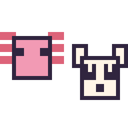 Pixel art Axolotl Minecraft 16 × 16 et Panda Minecraft 16 × 16, grille 32 × 32