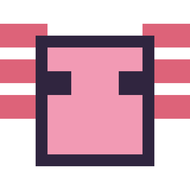 Modèle de pixel art Axolotl Minecraft 16 × 16 sur une grille de 16 par 16 cases