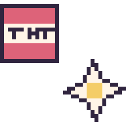 Pixel art Bloc tnt Minecraft 16 × 16 et Etoile nether Minecraft 16 × 16, grille 32 × 32