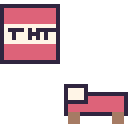 Pixel art Bloc tnt Minecraft 16 × 16 et Lit Minecraft 16 × 16, grille 32 × 32