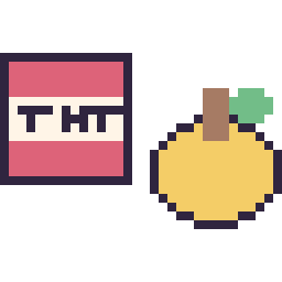 Pixel art Bloc tnt Minecraft 16 × 16 et Pomme doree Minecraft 16 × 16, grille 32 × 32