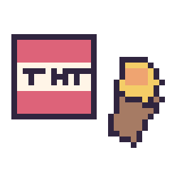 Pixel art Bloc tnt Minecraft 16 × 16 et Torche Minecraft 16 × 16, grille 32 × 32