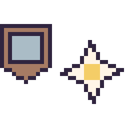 Pixel art Bouclier Minecraft 16 × 16 et Etoile nether Minecraft 16 × 16, grille 32 × 32
