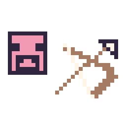Pixel art Cochon Minecraft 16 × 16 et Arc Minecraft 16 × 16, grille 32 × 32
