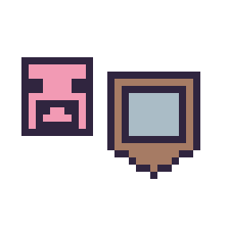 Pixel art Cochon Minecraft 16 × 16 et Bouclier Minecraft 16 × 16, grille 32 × 32