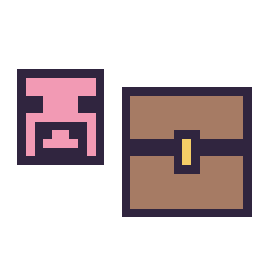 Pixel art Cochon Minecraft 16 × 16 et Coffre Minecraft 16 × 16, grille 32 × 32