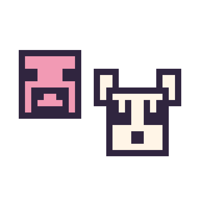 Modèle de pixel art Cochon Minecraft 16 × 16 et Panda Minecraft 16 × 16 sur une grille de 32 par 32 cases
