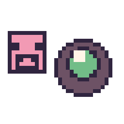 Pixel art Cochon Minecraft 16 × 16 et Perle ender Minecraft 16 × 16, grille 32 × 32