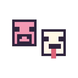 Pixel art Cochon Minecraft 16 × 16 et Poule Minecraft 16 × 16, grille 32 × 32