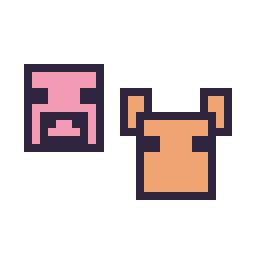 Pixel art Cochon Minecraft 16 × 16 et Renard Minecraft 16 × 16, grille 32 × 32