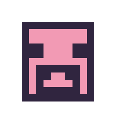 Pixel art Cochon Minecraft 16 × 16, grille 16 × 16