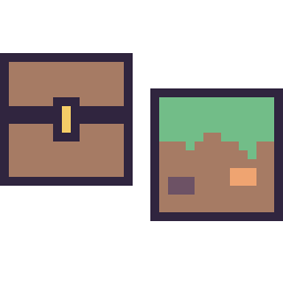 Pixel art Coffre Minecraft 16 × 16 et Bloc herbe Minecraft 16 × 16, grille 32 × 32