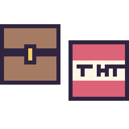 Pixel art Coffre Minecraft 16 × 16 et Bloc tnt Minecraft 16 × 16, grille 32 × 32