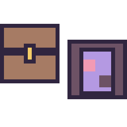 Pixel art Coffre Minecraft 16 × 16 et Portail nether Minecraft 16 × 16, grille 32 × 32